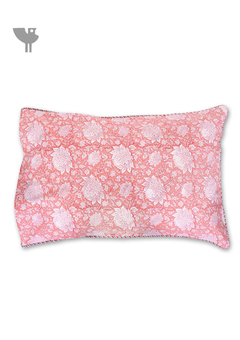40s Cotton Pillow Cover in Floral Block Print